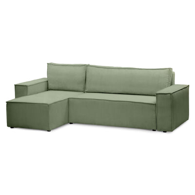 Universel hjørnesofa med sovefunktion til 3 personer, 200x142–154, i loftstil | Agi, Grågrøn (POSO 47)