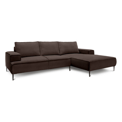 Narożnik 3-osobowy 275 cm w stylu modern classic | May Ciemny Orzech (POSO 06) Prawostronny