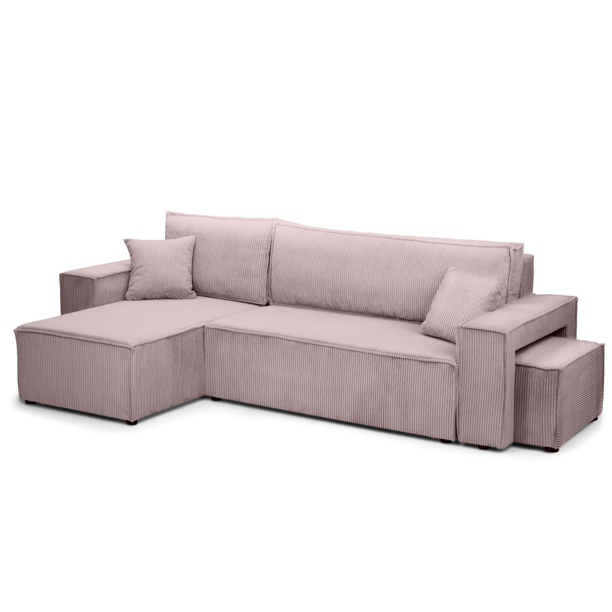 Universel hjørnesofa med sovefunktion og puf i moderne stil | Klara Gulbrunt Glas (POSO 145) Universel