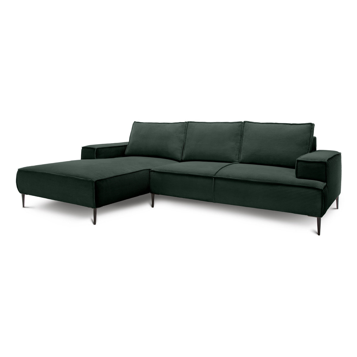 3-personers hjørnesofa, 275 cm, i moderne klassisk stil | May, Skovgrøn (POSO 14), venstrevendt