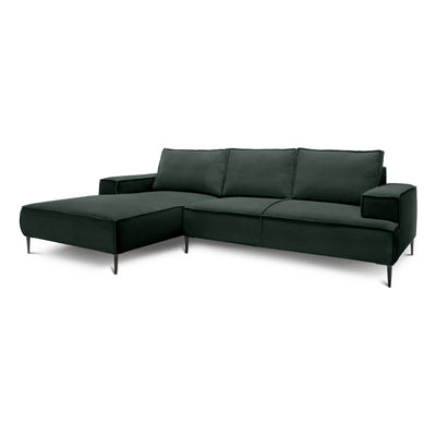 3-personers hjørnesofa, 275 cm, i moderne klassisk stil | May, Skovgrøn (POSO 14), venstrevendt