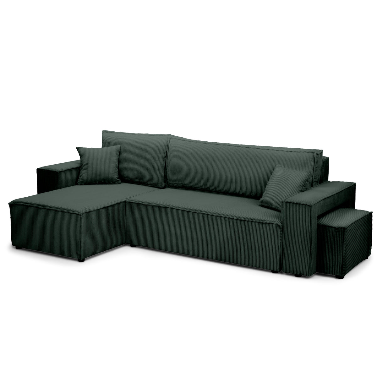 Universel hjørnesofa med sovefunktion og puf i moderne stil | Klara Skovgrøn (POSO 14) Universel