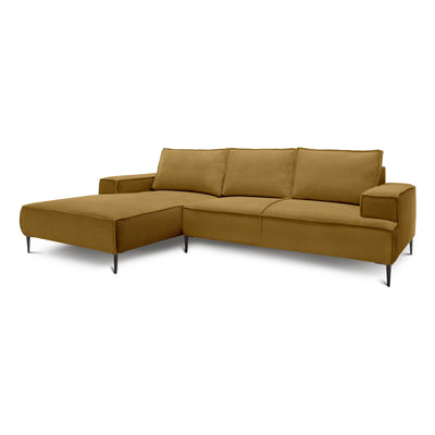 Narożnik 3-osobowy 275 cm w stylu modern classic | May Złocisty Orzech (POSO 01) Lewostronny