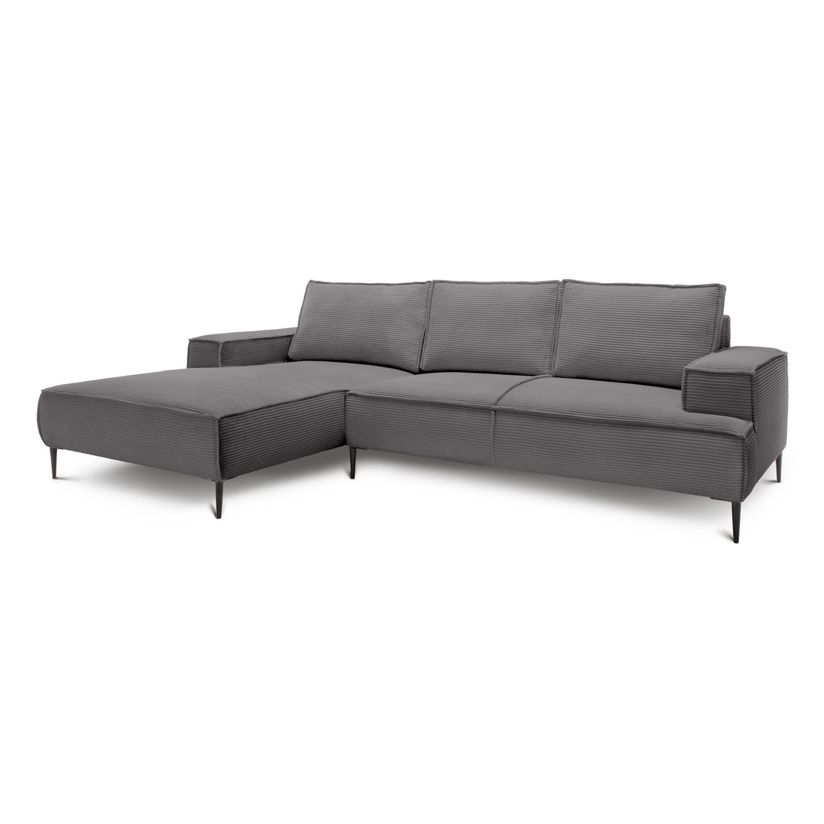 3-personers hjørnesofa, 275 cm, i moderne klassisk stil | May, Stålbrun (POSO 22), venstrevendt