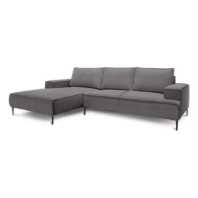 3-personers hjørnesofa, 275 cm, i moderne klassisk stil | May, Stålbrun (POSO 22), venstrevendt