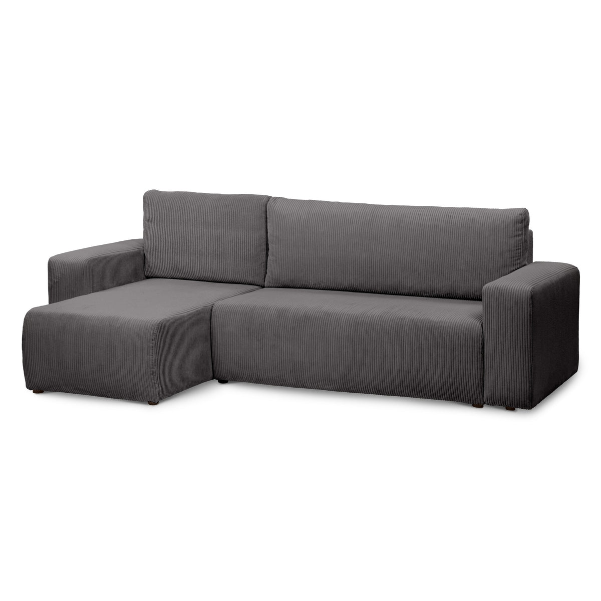 Universel hjørnesofa med sovefunktion til 3 personer, 200x142–154, i loft-stil | Kingi, Stålbrun (POSO 22)