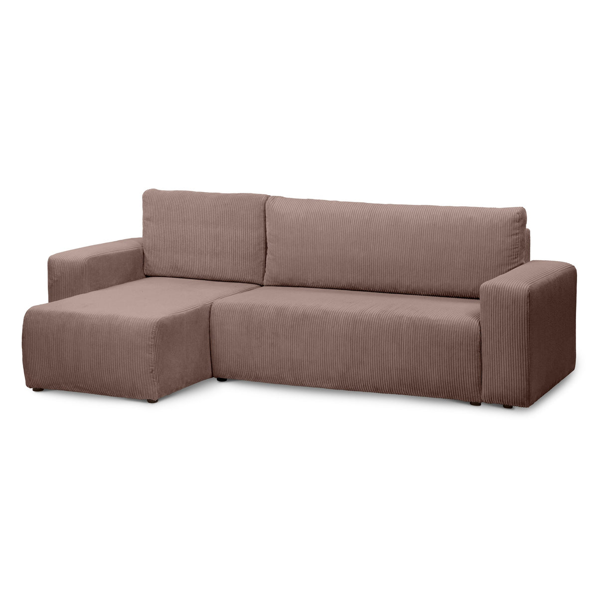 Universel hjørnesofa med sovefunktion til 3 personer, 200x142–154, i loft-stil | Kingi, Efterårsbrun (POSO 27)