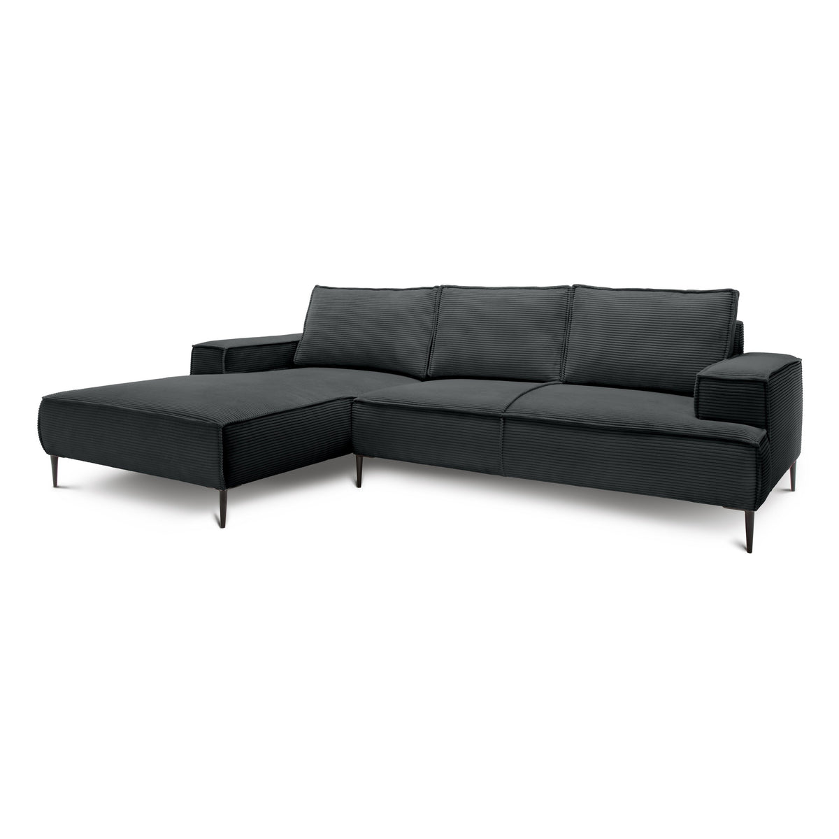 Narożnik 3-osobowy 275 cm w stylu modern classic | May Antracyt (POSO 34) Lewostronny