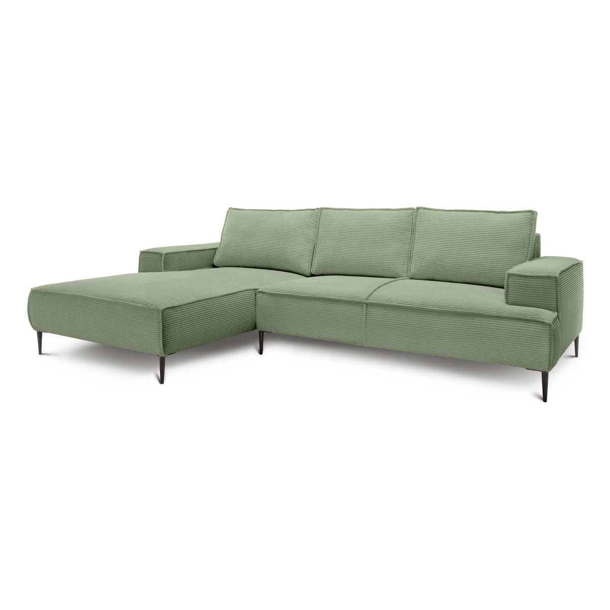 3-personers hjørnesofa, 275 cm, i moderne klassisk stil | May, Grågrøn (POSO 47), venstrevendt