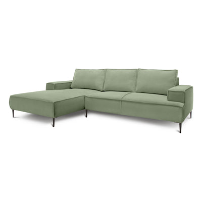 3-personers hjørnesofa, 275 cm, i moderne klassisk stil | May, Grågrøn (POSO 47), venstrevendt