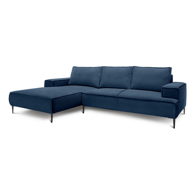 3-personers hjørnesofa, 275 cm, i moderne klassisk stil | May, Marineblå Grafit (POSO 05), venstrevendt