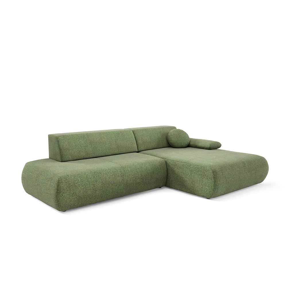 4-personers hjørnesofa med sovefunktion i minimalistisk stil | Puentro Højre Grøn Humle (PUENTE 34)