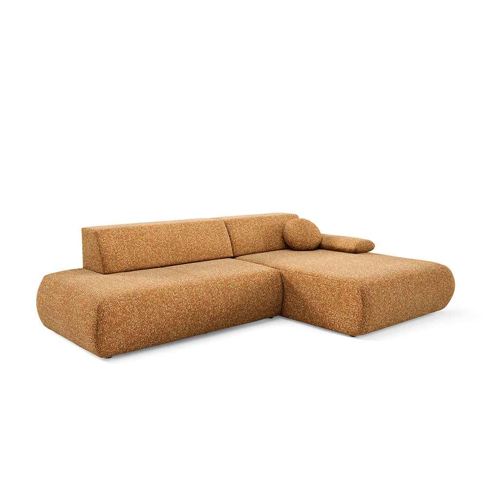 4-personers hjørnesofa med sovefunktion i minimalistisk stil | Puentro Højre Honningsepia (PUENTE 52)