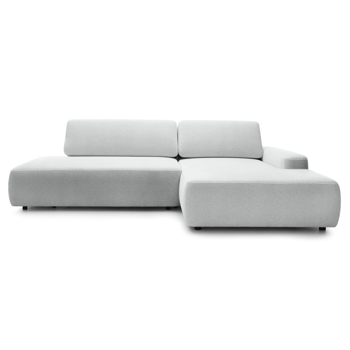 Hjørnesofa med sovefunktion til 4 personer, 125x210, i japandi-stil | Bamby, højrevendt, Silvertåge (RAVEN 22)