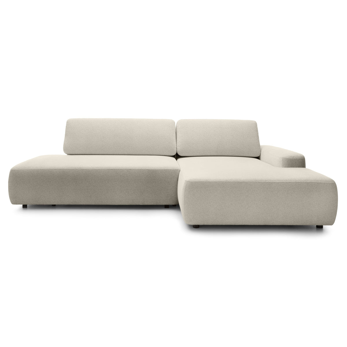 Hjørnesofa med sovefunktion til 4 personer, 125x210, i japandi-stil | Bamby, højrevendt, Sandsilke (RAVEN 28)