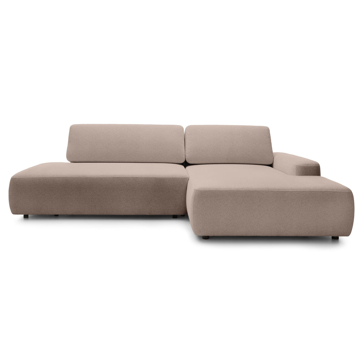 Hjørnesofa med sovefunktion til 4 personer, 125x210, i japandi-stil | Bamby, højrevendt, Karamelbeige (RAVEN 34)