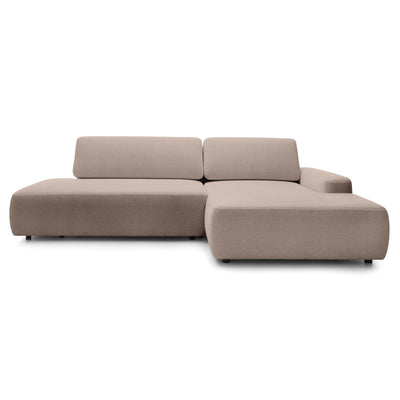 Hjørnesofa med sovefunktion til 4 personer, 125x210, i japandi-stil | Bamby, højrevendt, Karamelbeige (RAVEN 34)