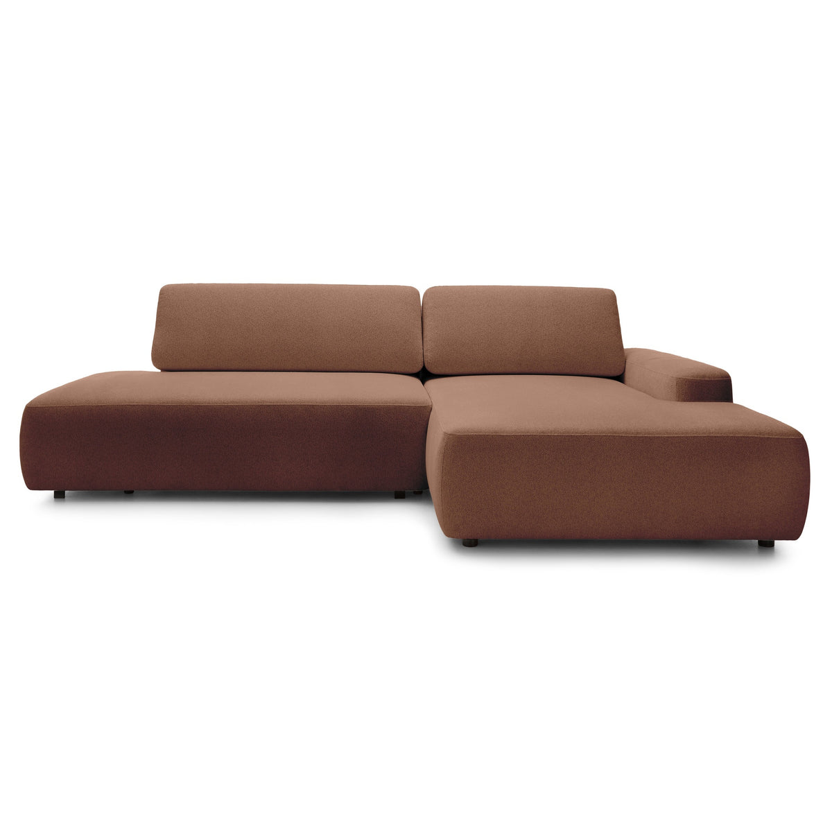 Hjørnesofa med sovefunktion til 4 personer, 125x210, i japandi-stil | Bamby, højrevendt, Kanelbrun (RAVEN 38)