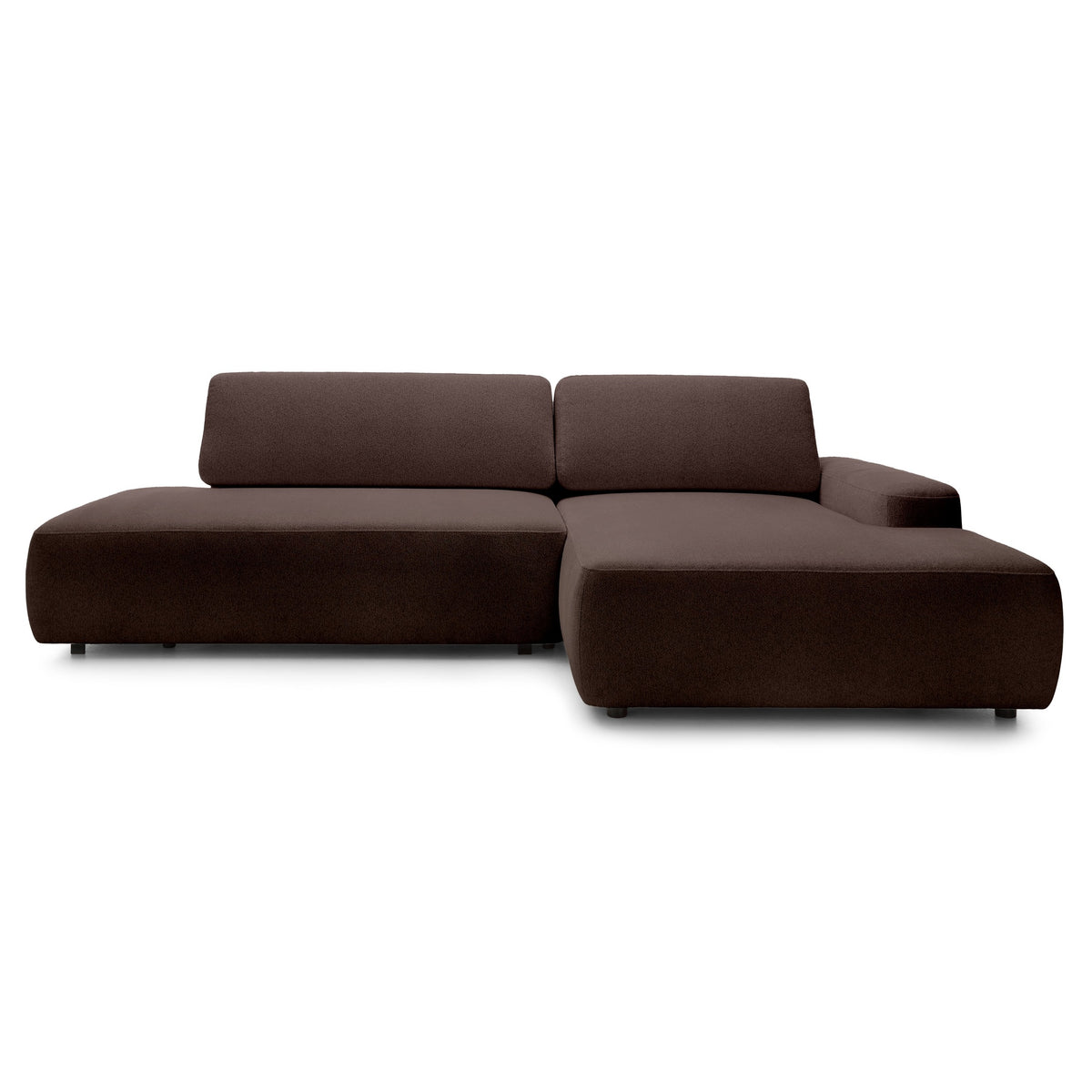 Hjørnesofa med sovefunktion til 4 personer, 125x210, i japandi-stil | Bamby, højrevendt, Egebark (RAVEN 45)
