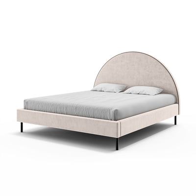 Łóżko tapicerowane Zora z półokrągłym zagłówkiem i pojemnikiem w stylu soft modern w tkaninie SALVADOR – zdjęcie 17