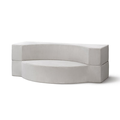 Modulær skumsofa på 200 cm med sovefunktion i japandi-stil | Lunaria Lin Creme (POSO 100)