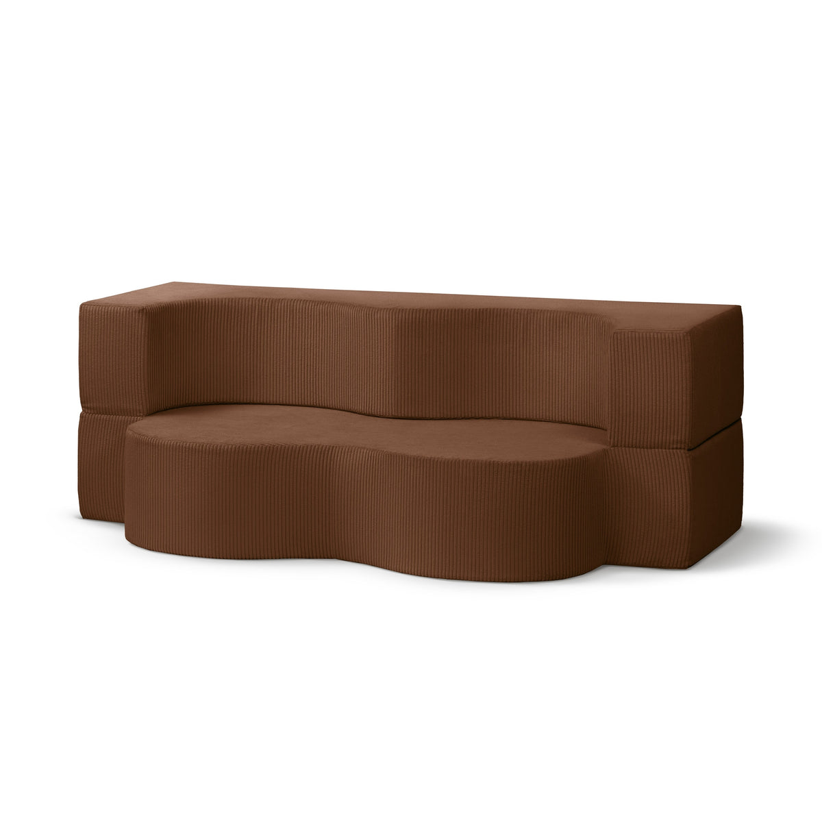 Fritstående skumsofa på 200 cm med sovefunktion i japandi-stil | Kamelia Espresso (POSO 39)