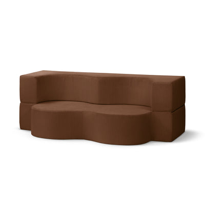 Fritstående skumsofa på 200 cm med sovefunktion i japandi-stil | Kamelia Espresso (POSO 39)