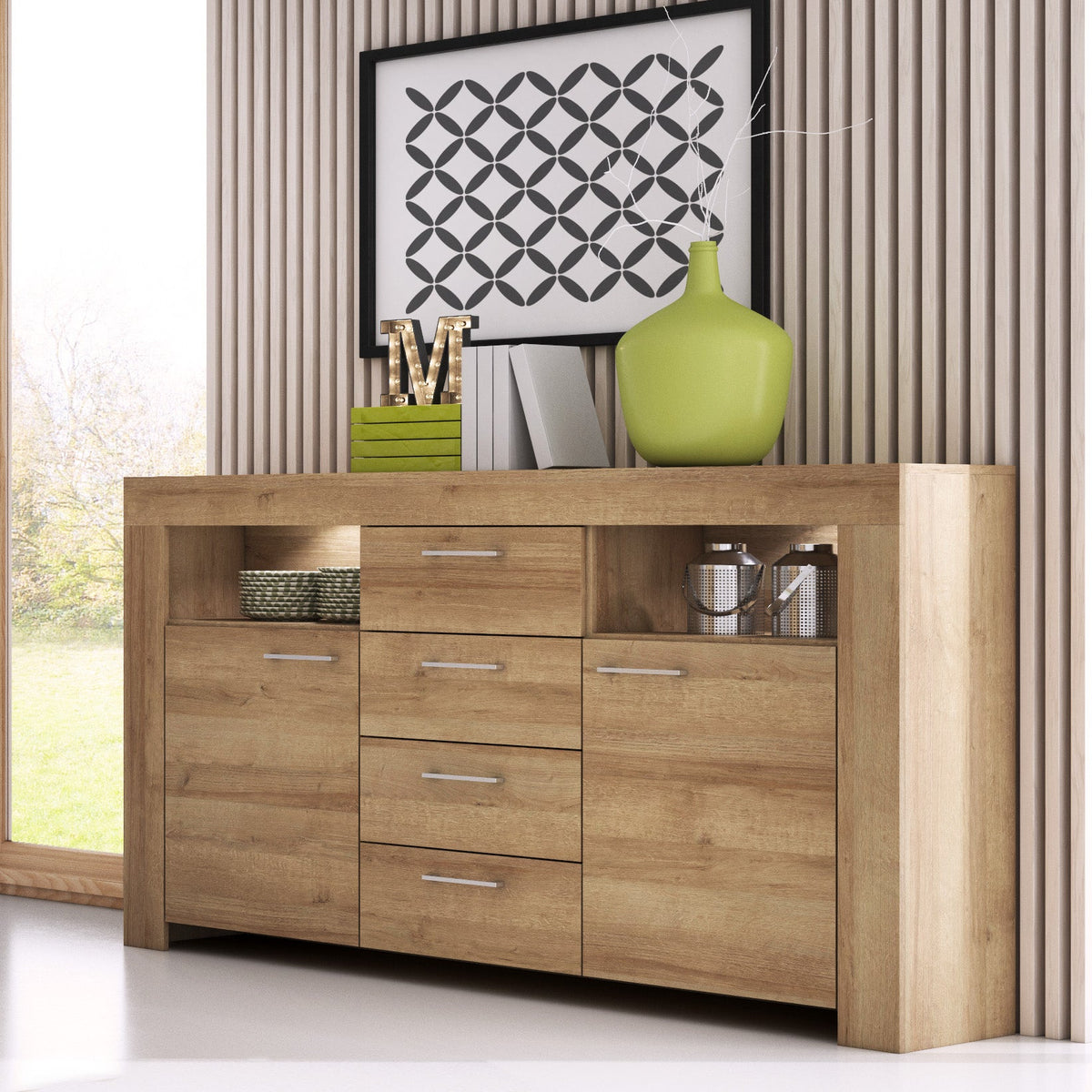 Gorky-kommode til opbevaring, 155x96, med LED i skandinavisk stil – billede 4