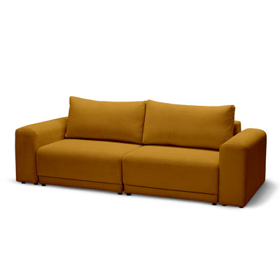 Sofa med sovefunktion 145 × 203 med opbevaringsrum i moderne stil | Zoria Gylden Valnød (POSO 01)