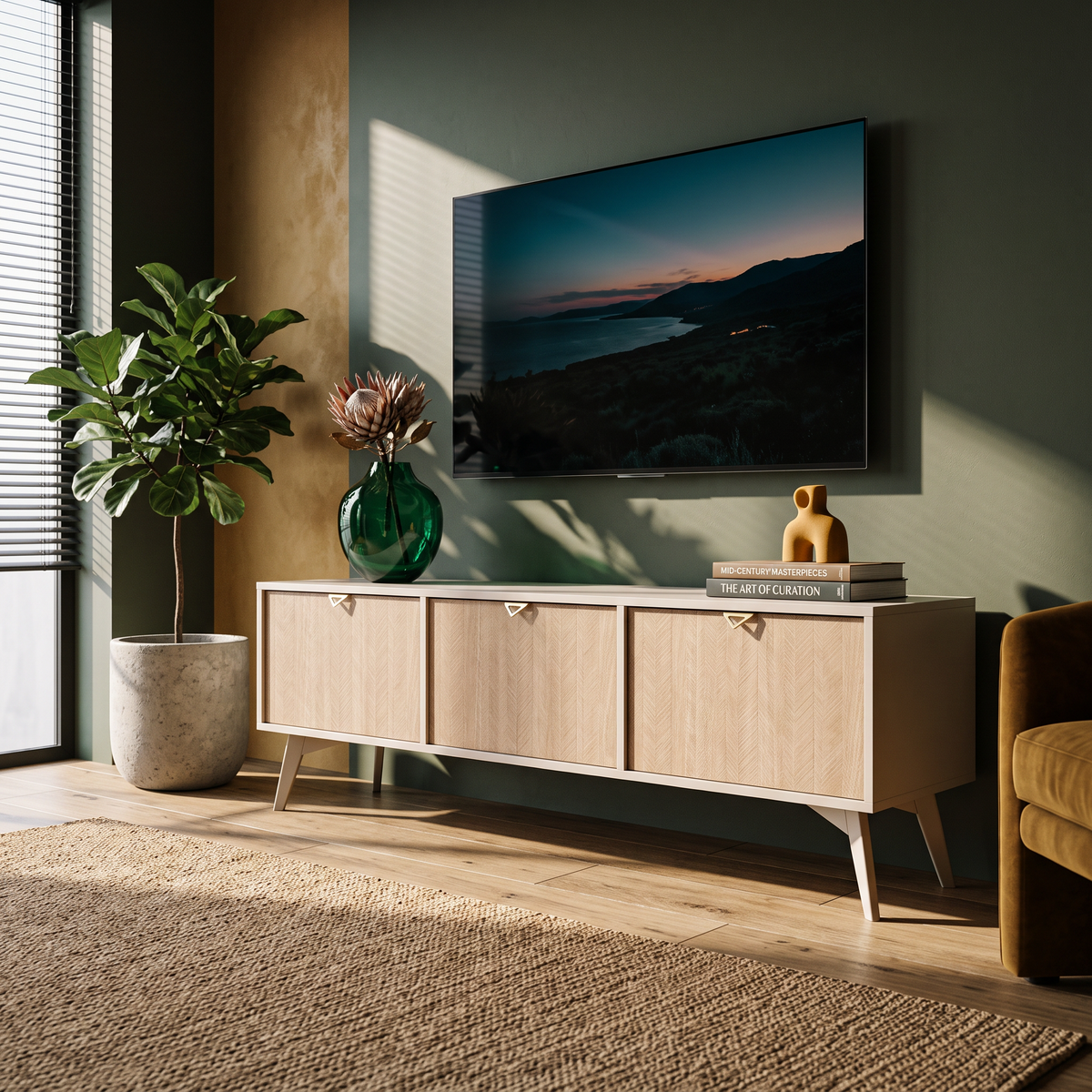 Mandala TV-bord til fjernsyn, 158x52, i boho-stil – i indretningen