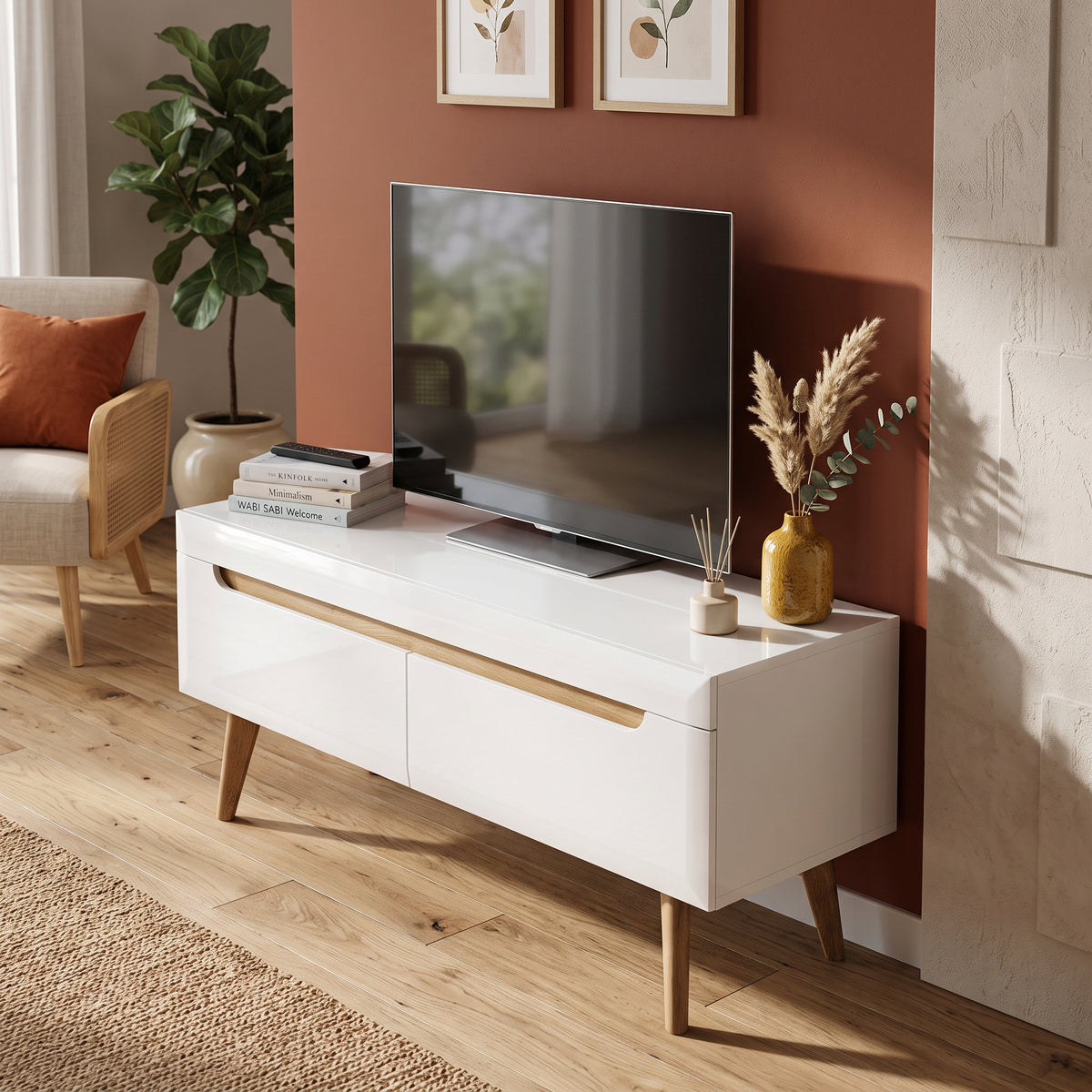 Trava TV-bord til tv 107x50 i skandinavisk stil – i indretningen