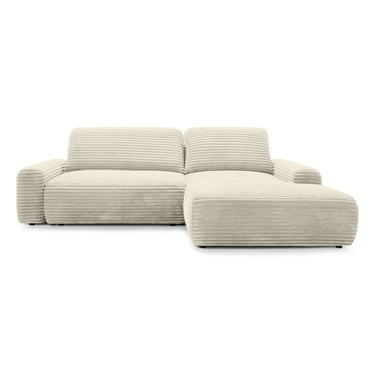Hjørnesofa med sovefunktion 125x200 med opbevaringsrum i moderne stil | Dori, højrevendt, Cremet Dun (TILIA 03)