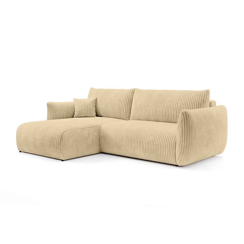 Hjørnesofa med sovefunktion, 257 cm, i moderne stil | ALLORO, venstrevendt, Gylden Hør (TILIA 08)