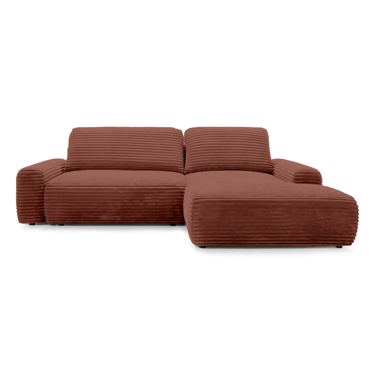 Hjørnesofa med sovefunktion 125x200 med opbevaringsrum i moderne stil | Dori, højrevendt, Toskansk Tegl (TILIA 52)