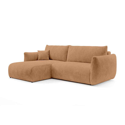 Hjørnesofa med sovefunktion, 257 cm, i moderne stil | ALLORO, venstrevendt, Halmgul (TILIA 56)