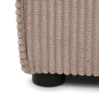 Klara-hjørnesofa, universalmodel med sovefunktion og puf i moderne stil – nærbillede af detaljer og overflade