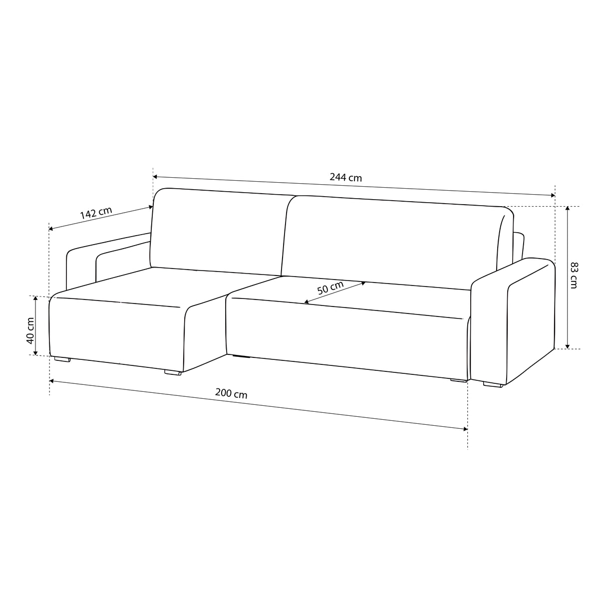 Kingi universel hjørnesofa med sovefunktion til 3 personer, 200x142–154, i loft-stil – billede 9