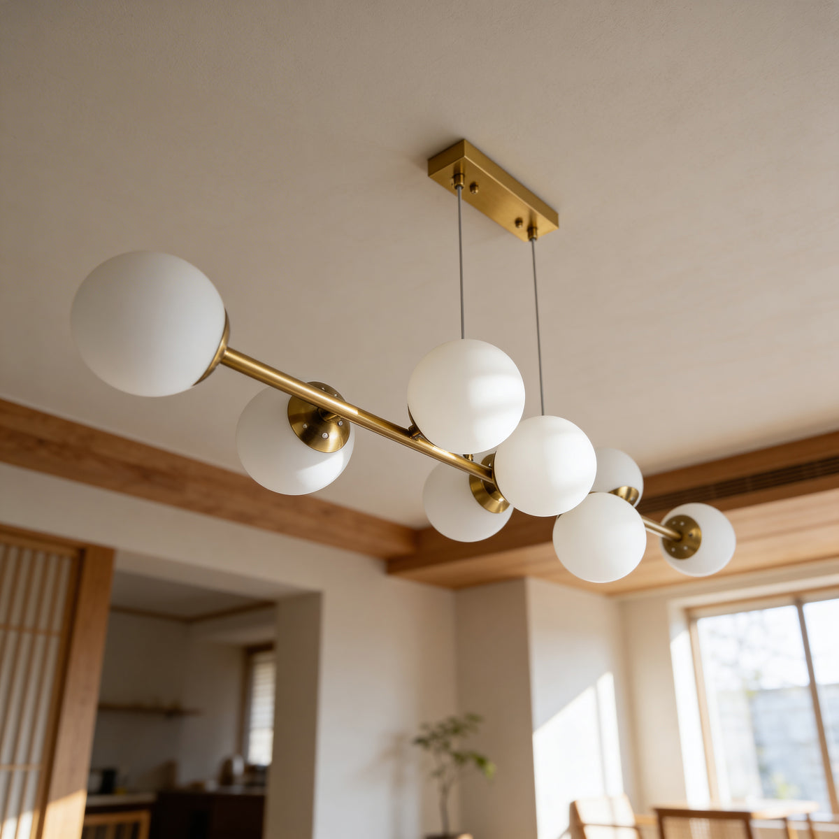Lampa Orbitella wisząca wielopunktowa w stylu nowoczesnym – w aranżacji wnętrza