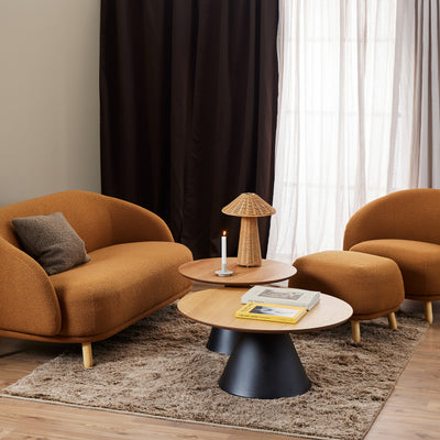 Det runde Talin-sofabord med en diameter på 65 cm i soft loft-stil – i indretningen