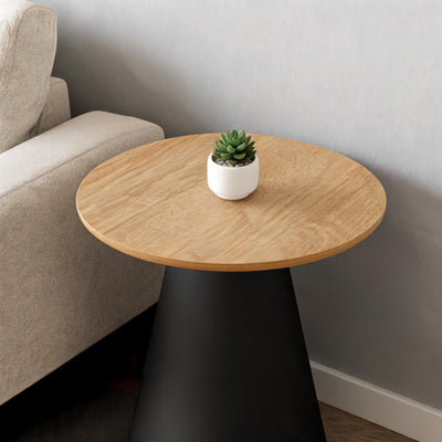 Det runde Talin-sofabord med en diameter på 45 cm i soft loft-stil – i indretningen