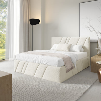 Raiz-polstret seng i størrelserne 140x200, 160x200 og 180x200, quiltet med opbevaringsrum i moderne stil, Lambi-stof – i indretningen