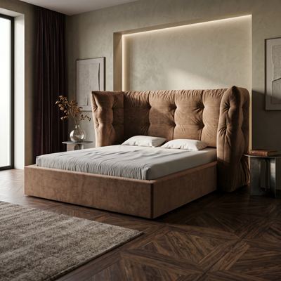 Diara-polsterseng i størrelserne 140x200, 160x200 og 180x200, quiltet med opbevaringsrum i glamour-stil – i indretningen