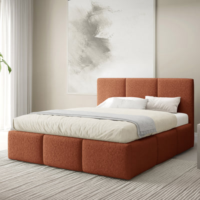 Melora-polsterseng i størrelserne 140x200, 160x200 og 180x200 med opbevaringsrum i moderne stil, Lambi-stof – i indretningen