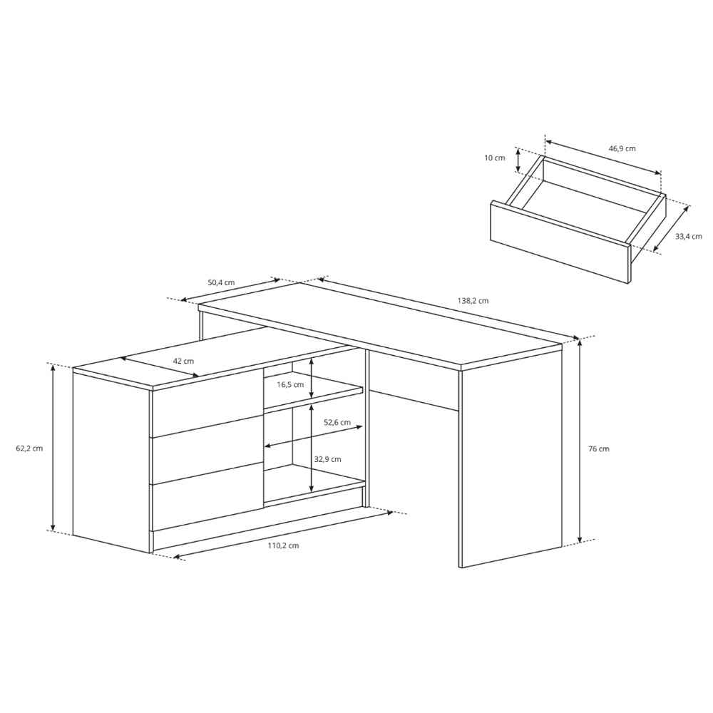 Biurko 138x76 cm w stylu minimalistycznym | Teno