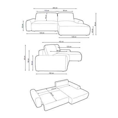 Dori-hjørnesofa med sovefunktion, 125x200, med opbevaringsrum i moderne stil – billede 7