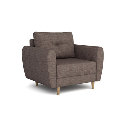 Lænestol Harmi 90 cm Sand Taupe (SAWANA 12) – skandinavisk polstret lænestol med knap på ryglænet