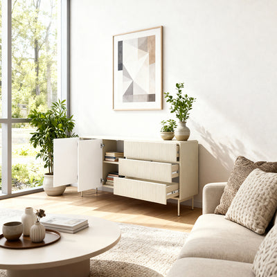 MuzZI-kommode med låger og skuffer, 177 x 81, i moderne stil – i indretningen