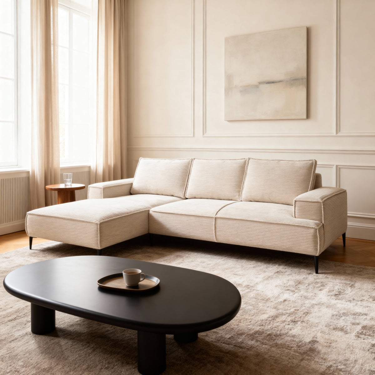 May 3-personers hjørnesofa, 275 cm, i moderne klassisk stil – i indretningen