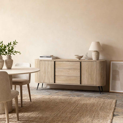 Kommode med skydedøre og skuffer, 196 x 82, i moderne stil | Llovia