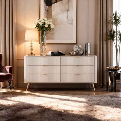 Laanti-kommode 163x81 med 6 skuffer i elegant stil – i indretningen